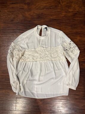 Express Cream Lace Yoke Blouse